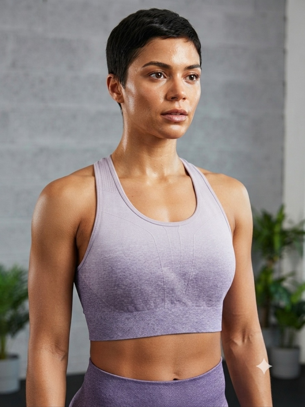 AYBL Lavender Ombre Seamless High-Neck Sports Bra